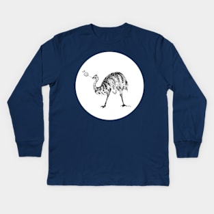 Emu playing badminton Kids Long Sleeve T-Shirt